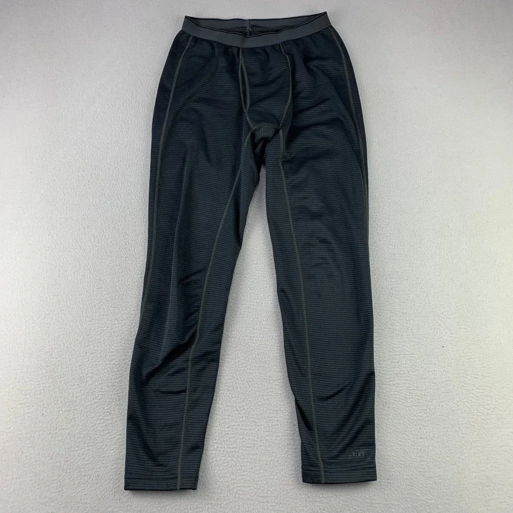 REI Midweight Base Layer Bottoms Mens S Gray Grid Fleece Thermal Pants